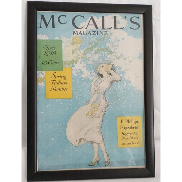 Original Vtg. Cover Magazine Mc Call's 1918 Girl Under Falling Blossom Spring Fa